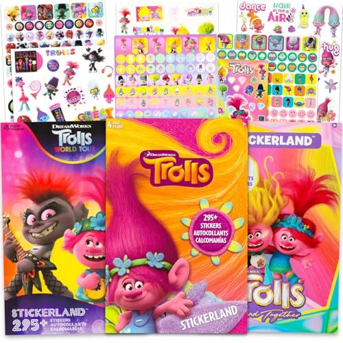 Trolls Stickers Ultimate Variety Pack for Kids - Bundle with 900+ Stickers for Girls Birthday Party Goodie Bags | Trolls Party Supplies Set