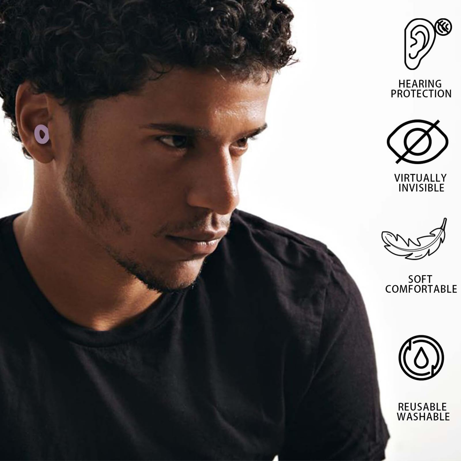 Bouchons d'oreille en silicone pour réduction du bruit, bouchons d'oreilles réutilisables pour réduction du bruit, protection auditive pour concerts, moto, voyage et protection auditive NRR