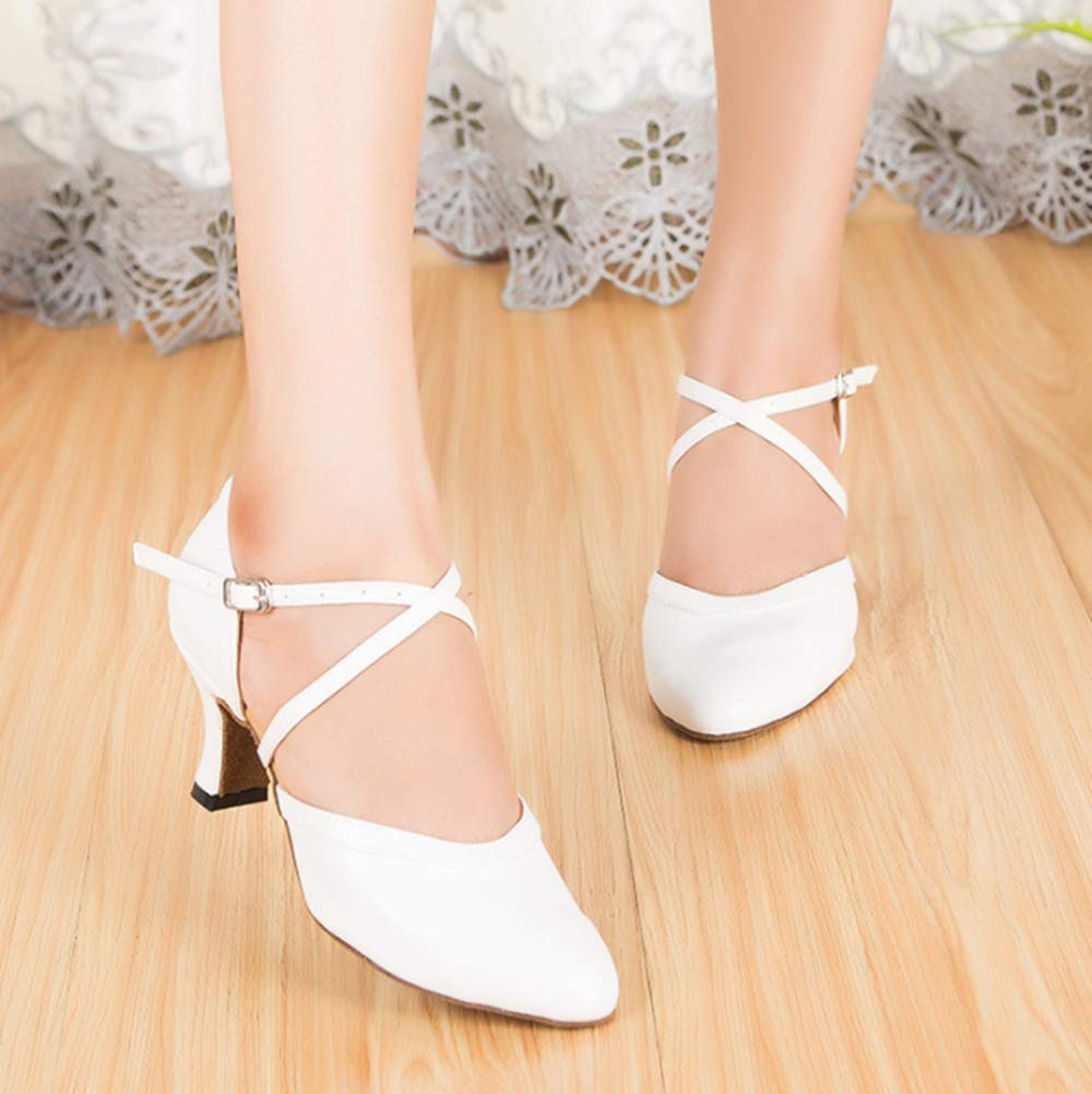 Scarpe da Ballo Latino Donne Punta Chiusa Cinturino alla Caviglia Salsa Tango Moderno Scarpe Party Scarpe da Ballo