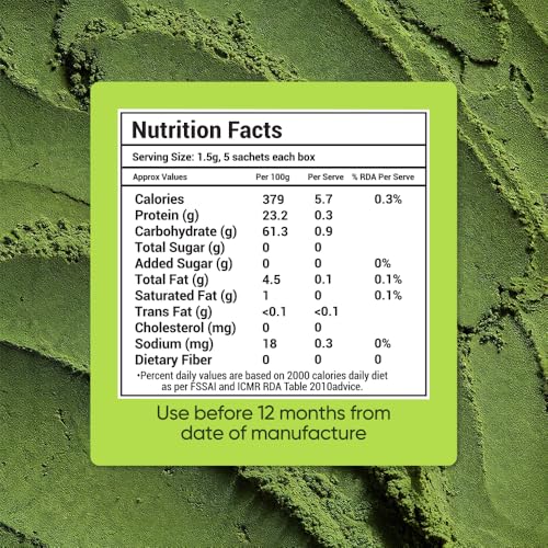 Image of Moi Soi Matcha Green Tea Powder | 100% Pure Ceremonial Grade | Rich Umami Flavour | 1.5g x 5 Sticks | Pack Of 1