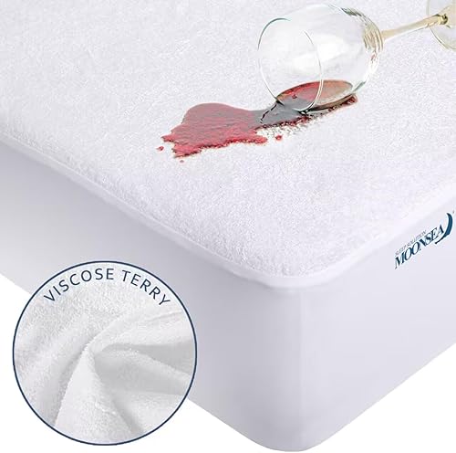 Miniatura 5 de Moonsea Protector de colchón impermeable tamaño matrimonial XL, protector de colchón, protector de colchón superior liso para niños, sábana bajera
