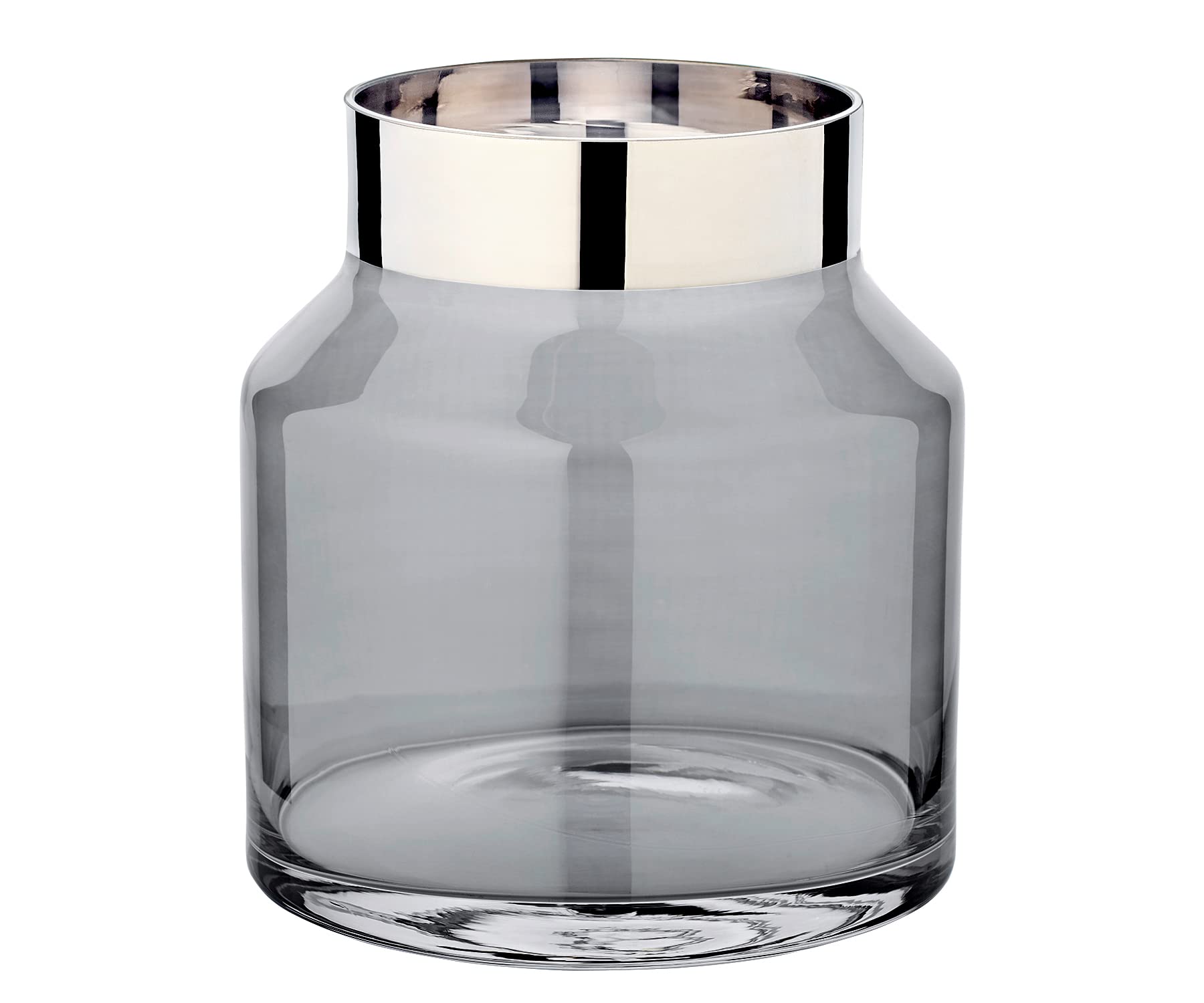 Edzard Gabi Dark Hand-blown Crystal Glass Vase with Platinum Rim, 17x19 cm