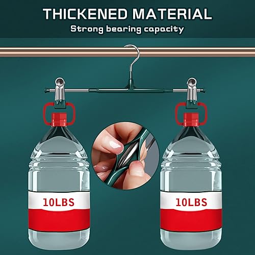 Miniatura 35 de Perchas para pantalones con clips para mujer, paquete de 20 perchas ajustables y resistentes que ahorran espacio para faldas, pantalones negro