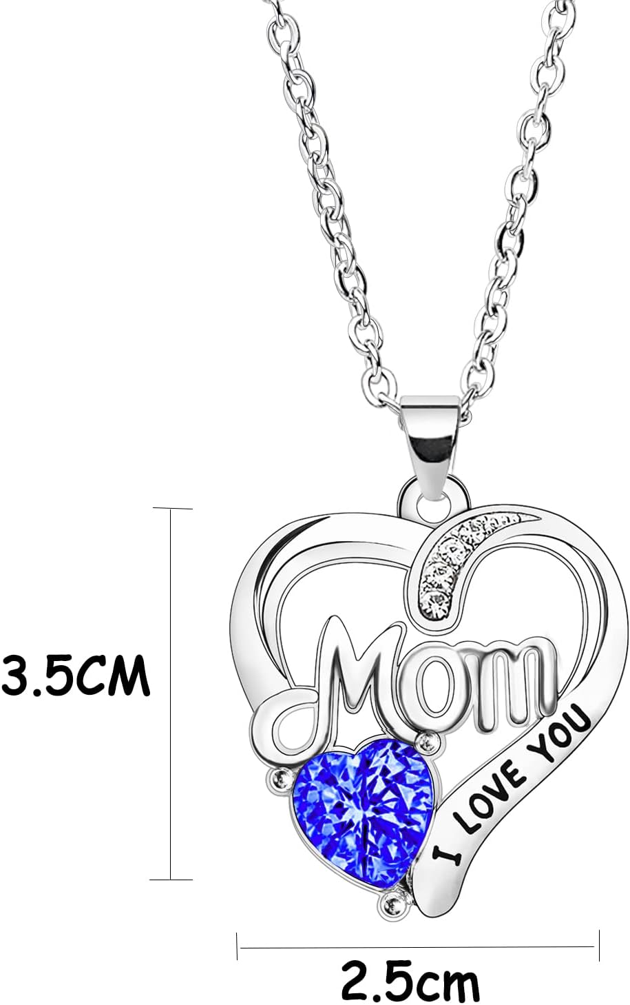 BESPMOSP Mom Necklace 'I Love You Mom' - Rhinestone Necklace for Mother's Day & Birthday Gifts - Image 2