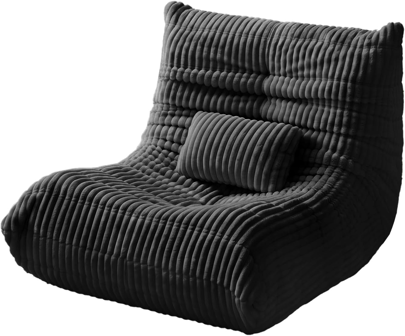 Bean Bag Chair with Lumbar Pillow, Gaint Bean Bag Chairs for Adults, Oversized Corduroy Beanbag Chair with Memory Foam Filled, Lazy Floor Sofa for Reading Gaming Living Room Bedroom (Grey)