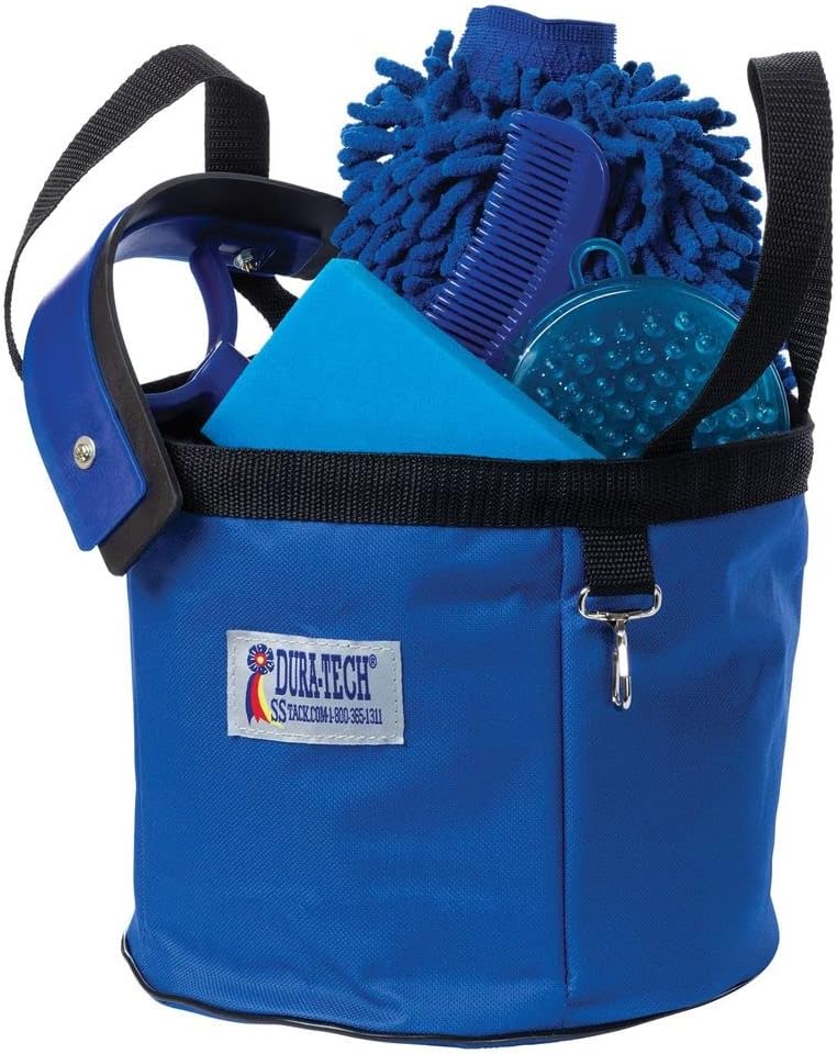 Dura-Tech Wash Tote Kit | Color Royal | Complete Horse Grooming Solution | High Absorbency Sponge Mitt | Curved Sweat Scraper | Jelly Scrubber | Mane & Tail Comb
