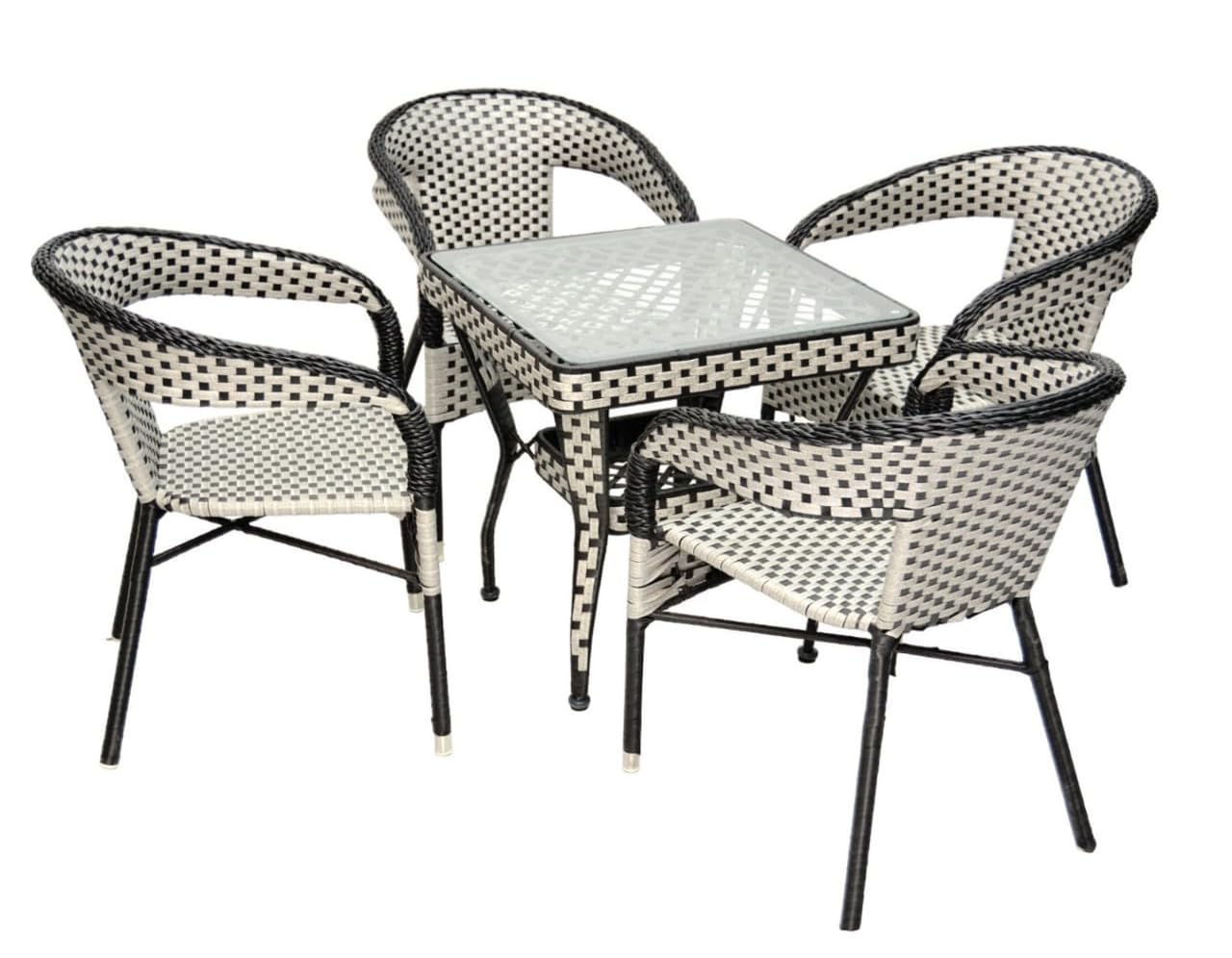 Outdoor Dining Chairs And Round Table Set White Color Coffee Table