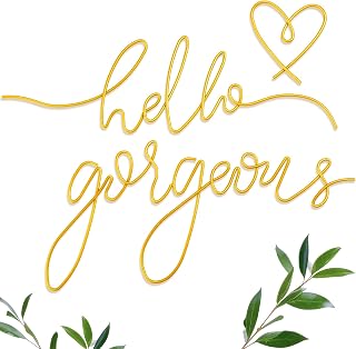 Hicarer Hello Gorgeous Gold Metal Wall Art - Minimalist Wire Sign Decor for Living Room, Bedroom, Office, Home