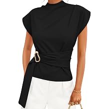 ZESICA Womens 2026 Summer Cap Sleeve Blouse Mock Neck Business Casual Tops Spring Dressy Tunic Work Shirts