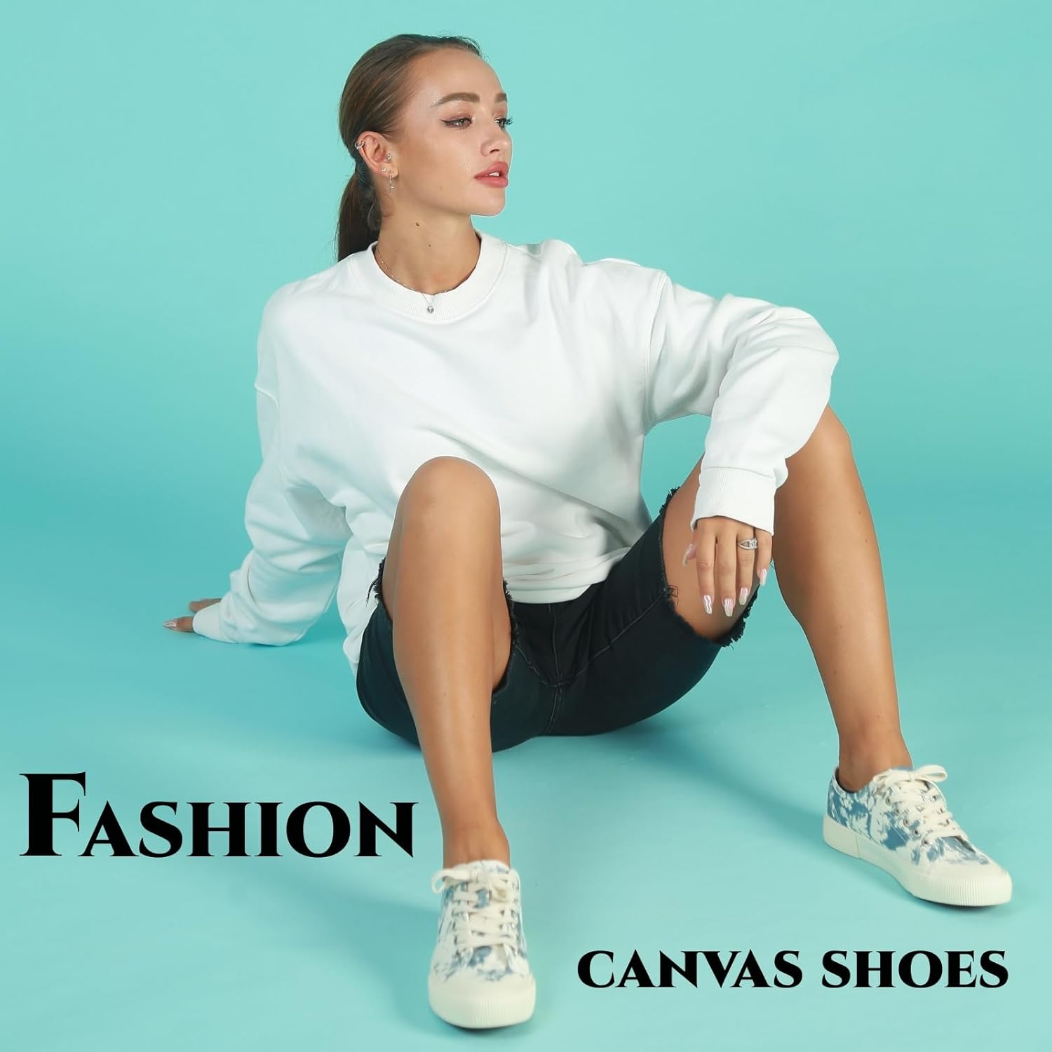 JENN ARDOR Women's Canvas Sneakers Low Top Lace-Up Classic Casual Shoes Fashion Comfortable for Walking - Image 2