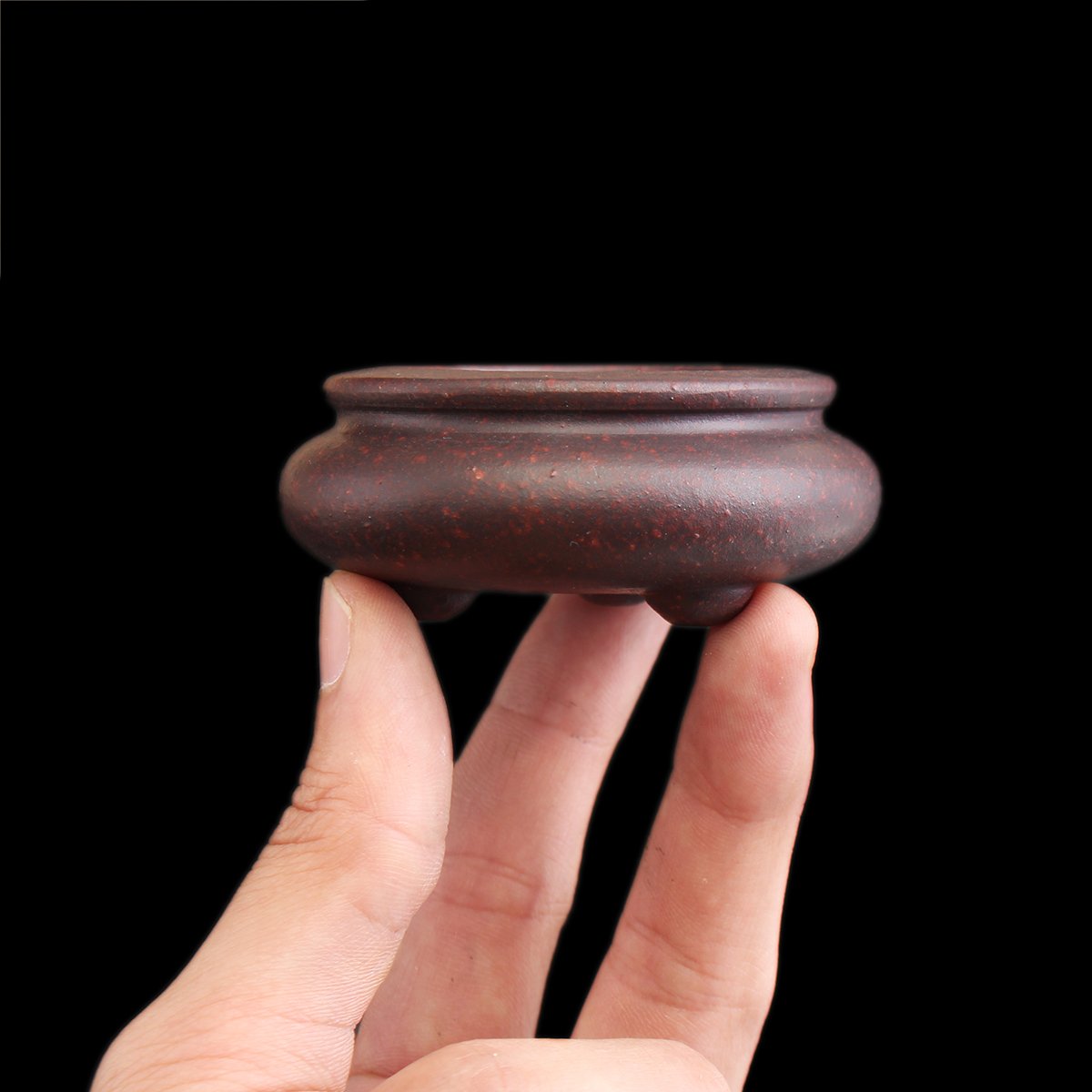 TOPWA - Vaso rotondo per bonsai Zisha Mame con foro di scarico, per giardino, ufficio, arredamento per interni, 5,7 x 2,5 cm
