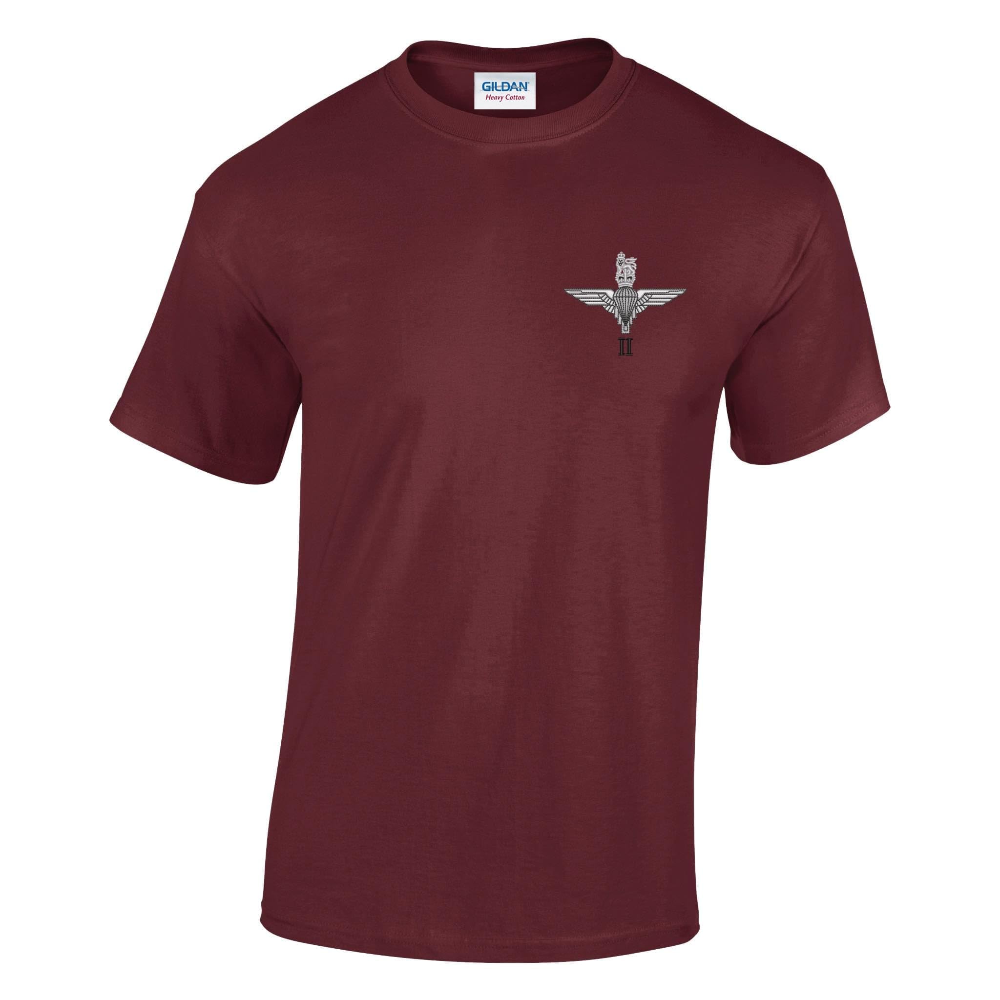 Pineapple Joe's Men's Burgundy Parachute Regit - 2 Para Embroidered T-Shirt - Large