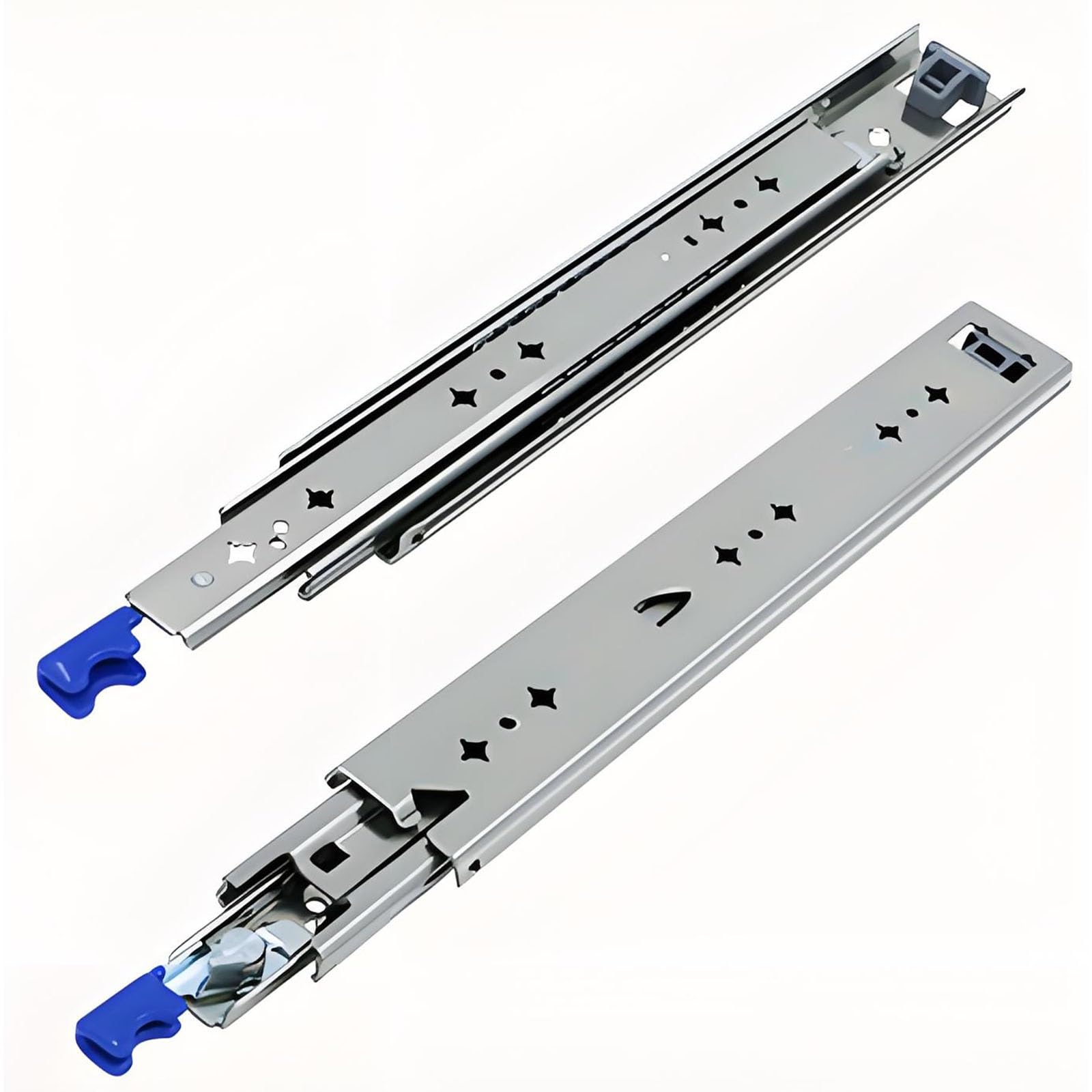 Heavy Duty Drawer Slides 53mm Wide, Full Extension Drawer Slides, Side Mount Ball Bearing Rails, 120kg Load Capacity, Full Extension Runners for Cabinets, Vans, Workbench, 1 Pair(with Lock,44 in)