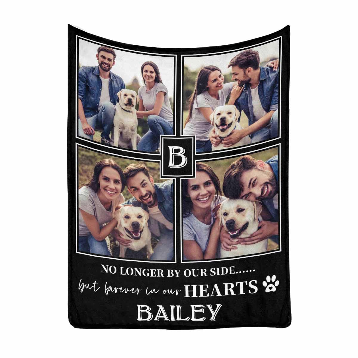 MyPupSocks Personalized Dog Sympathy Blanket, Custom Pet Forever in Our Hearts Bed Blanket Pet Memorial Gifts Throw Blanket with Dog Pictures for Loss Loved Memory Bereavement Gifts 30x40