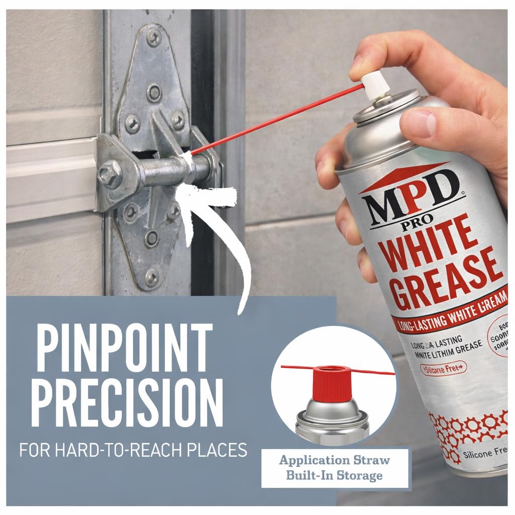 MPD PRO White Lithium Grease Spray, Marine-Grade Drip-Free Lubricant, Non-Staining High-Solid Formula for Garage Doors, Hinges, Chains & Automotive Use – 11 oz (2-Pack)