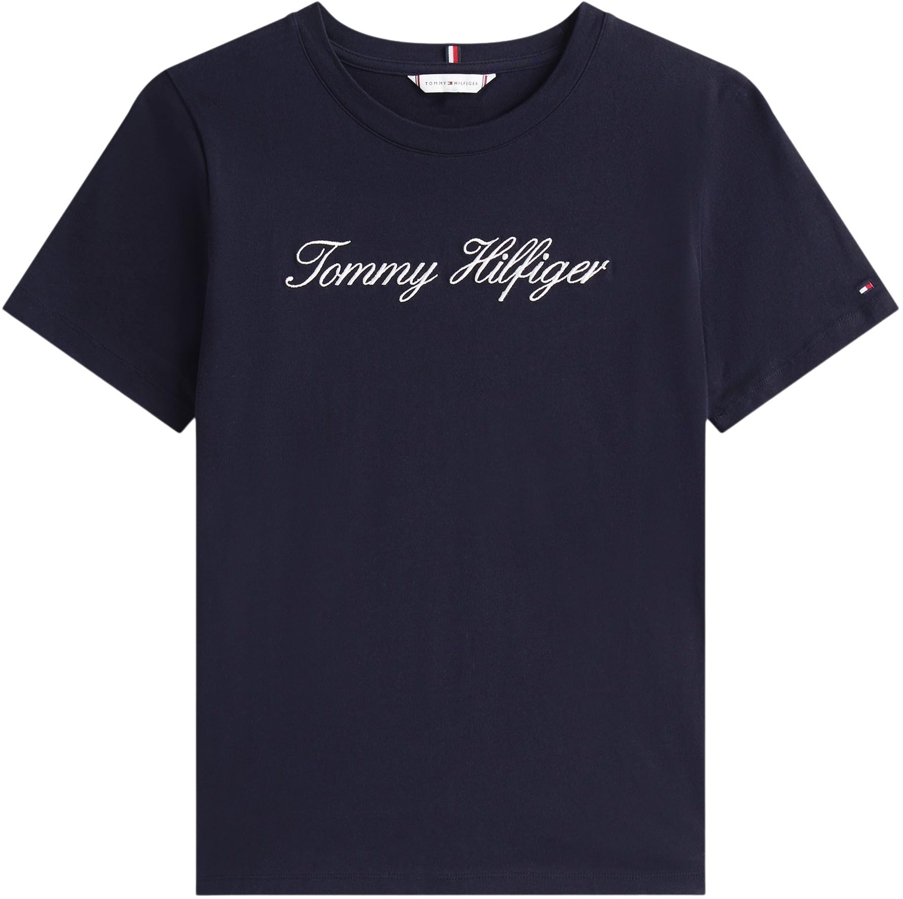 Tommy Hilfiger Camiseta de Manga Corta Mujer Script Regular con Cuello Redondo