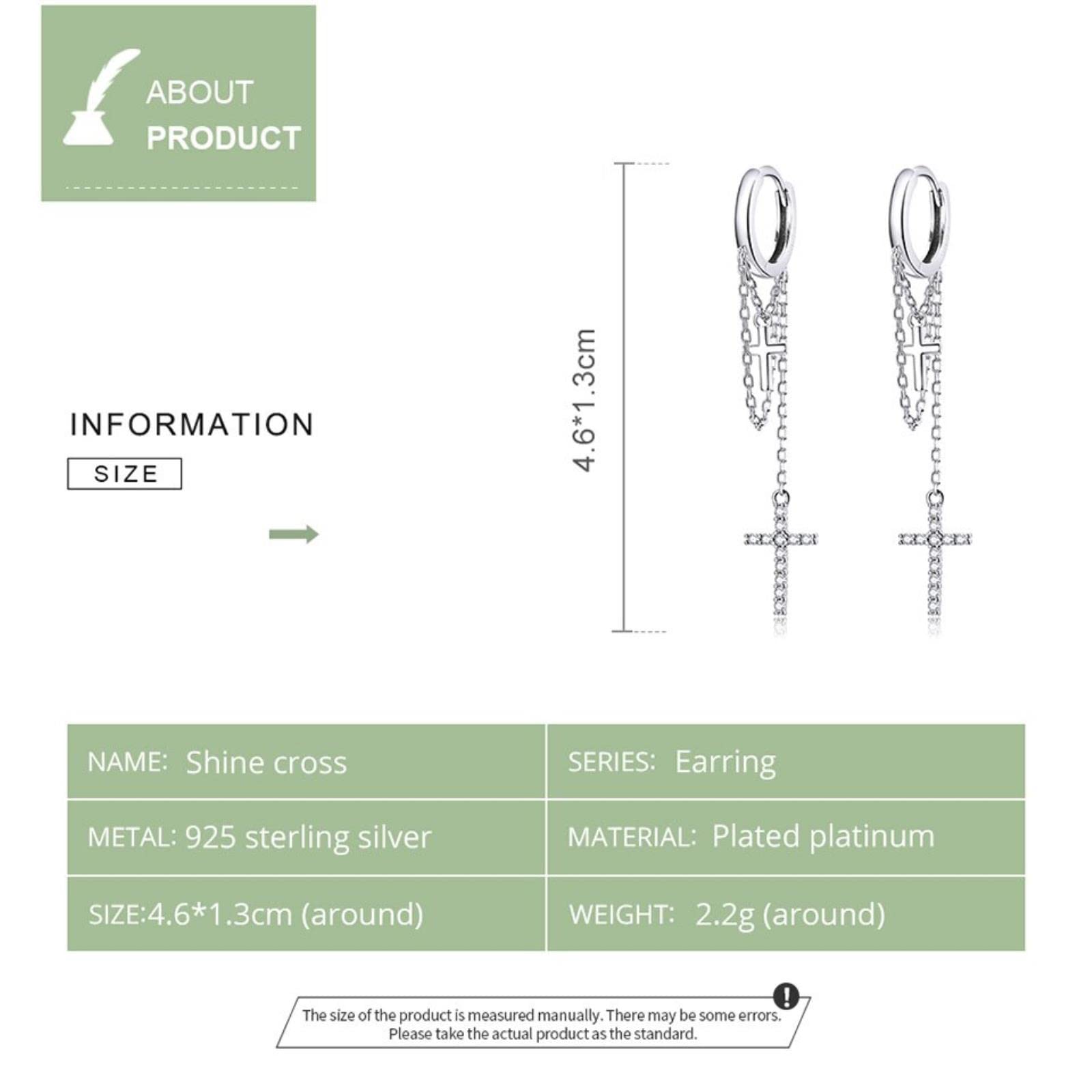 BEDT Orecchini A Croce Classici in Argento Orecchini A Cerchio A Catena Lunga in Argento Sterling 925 con Lustro Cz per Gioielli da Donna