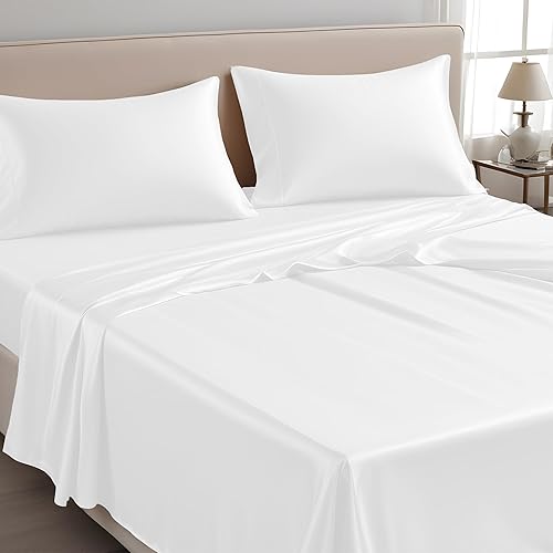 LINENWALAS Sábana encimera tamaño King, 100% eucalipto Tencel, seda suave, tamaño King, sábanas superiores refrescantes de lyocell para cama de