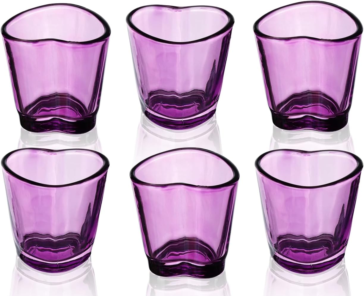 Heart Shot Glasses Set, Pink Shot Glass Cute For Bar Cart Accessories 1.5oz (6, Pink)