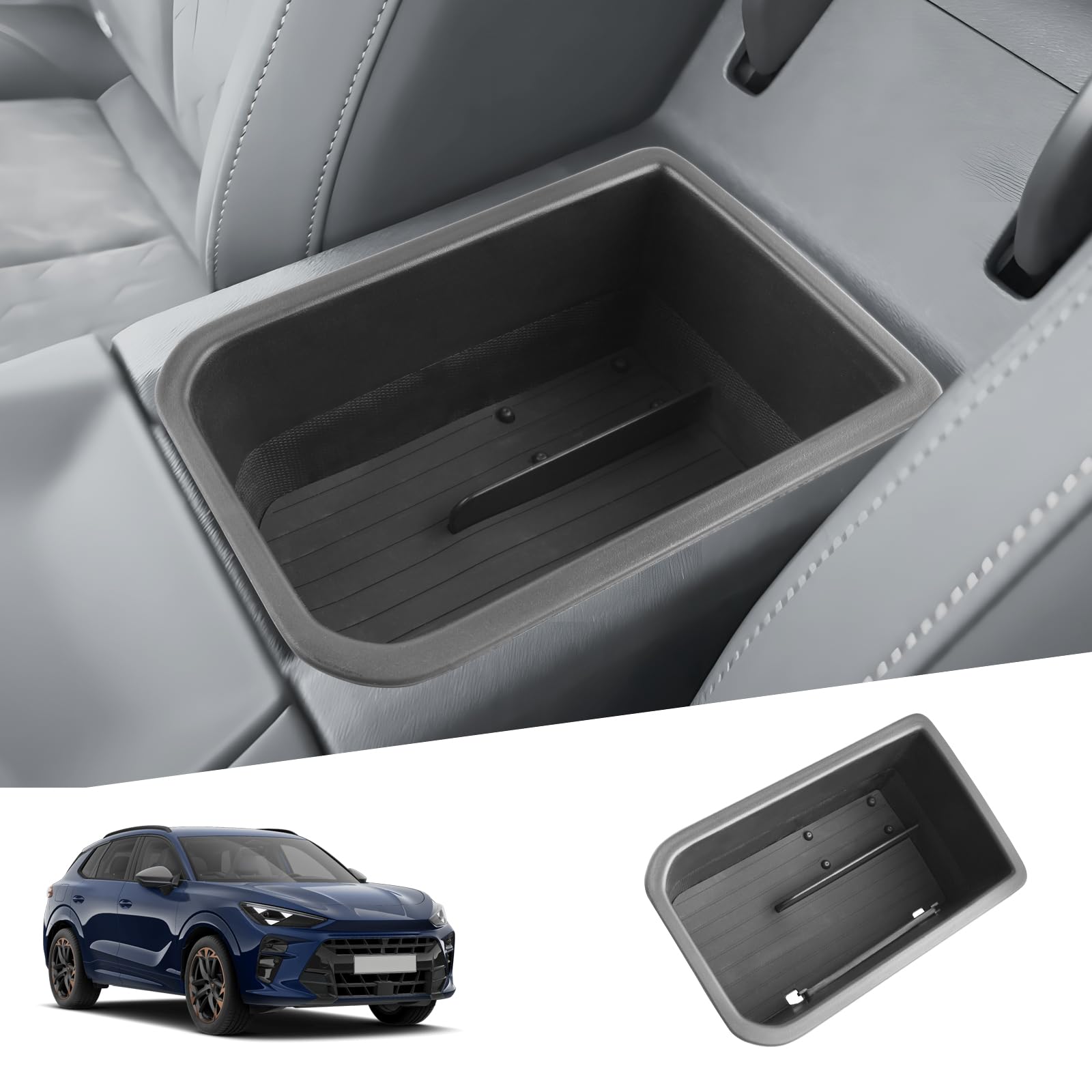 SHAOHAO Kompatibel mit Cupra Terramar 2025 2026 Mittelkonsole Armlehne Aufbewahrungsbox Mittelarmlehne Organizer Tray, Multifunktionaler Handschuhfach Cupra Terramar Zubehör