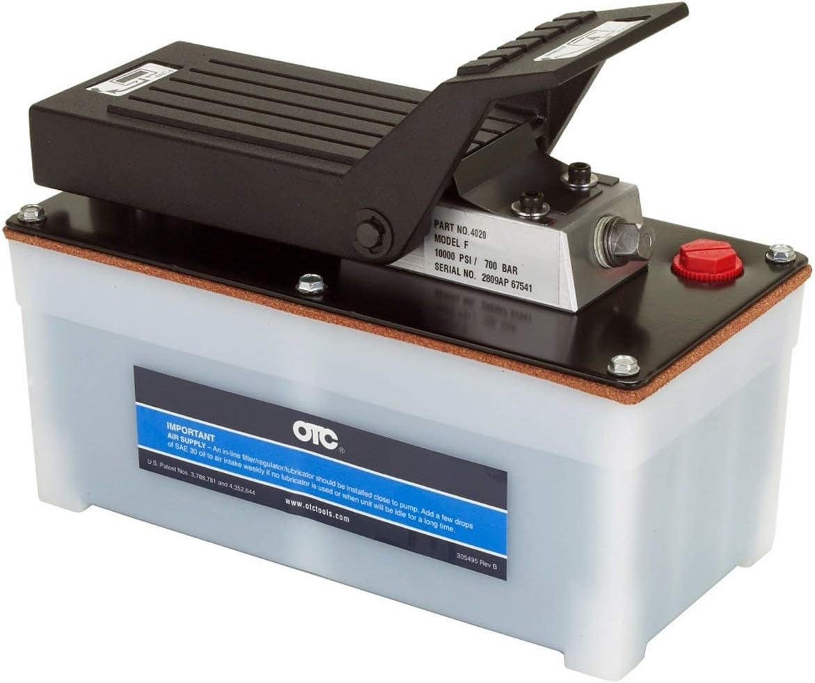 4020 Air Powered Hydraulic Pump with Foot Control - Develops 10,000 PSI with 100PSI Shop Air; Ideal for Use with Rams, Hoists, Presses, and More