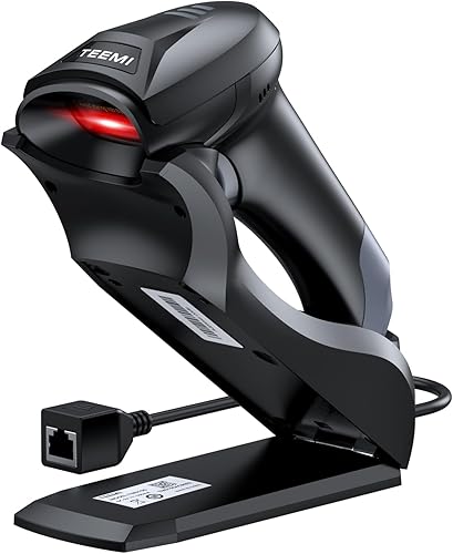 TEEMI TMSL-56CR QR Bluetooth escáner de código de barras con base de carga USB para montaje en pared, lector inalámbrico 1D 2D CMOS Escaneo de