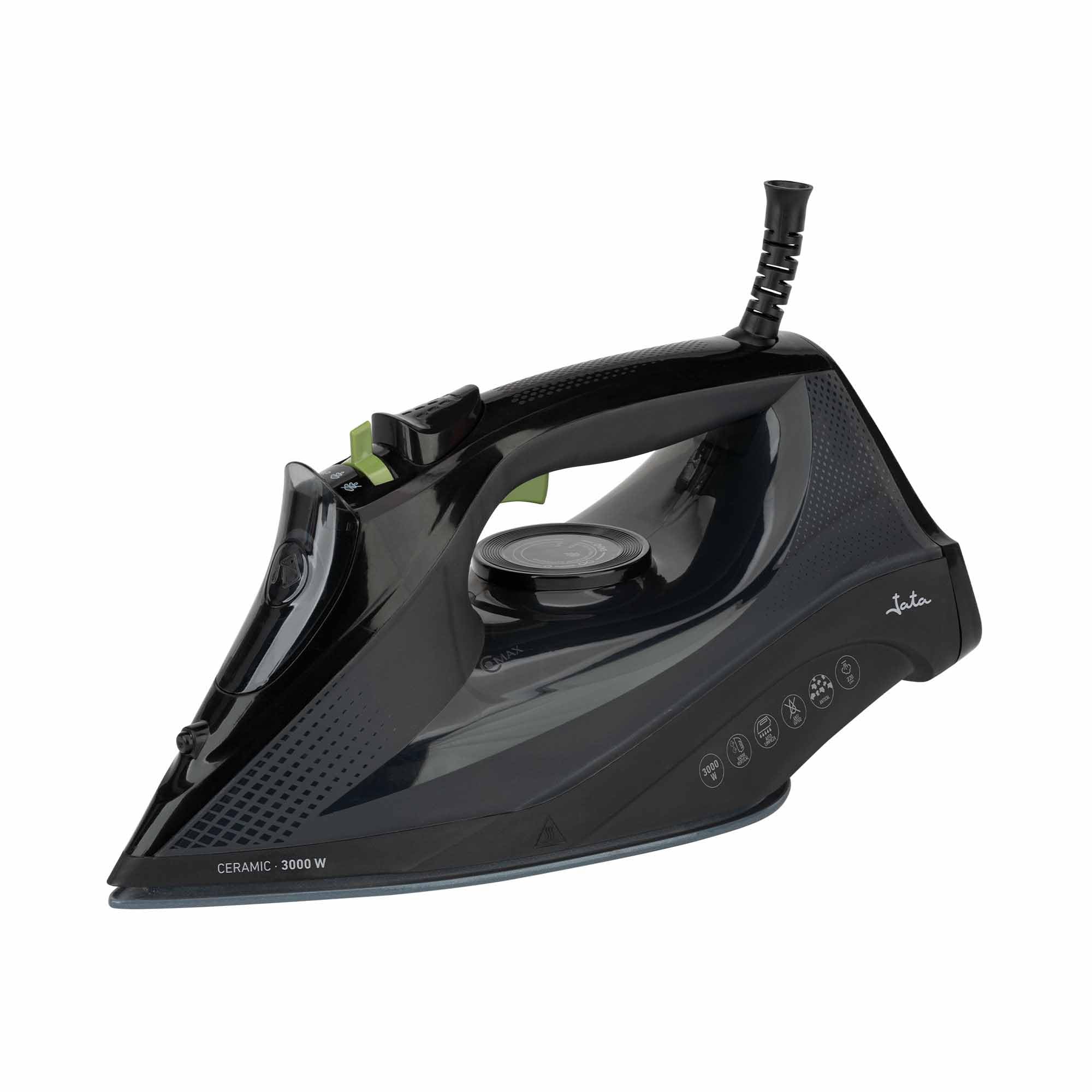 JATA JEPL2401 - Plancha de Ropa 3000 W. Suela de Cerámica. Golpe de Vapor 220 g. Vapor Vertical. Función de Autolimpieza. Antigoteo. Antical. Depósito: 450 ml