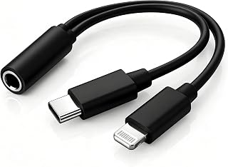 2-in-1 Lightning/USBC to 3.5mm Headphone Jack Adapter [Apple MFi Certified]