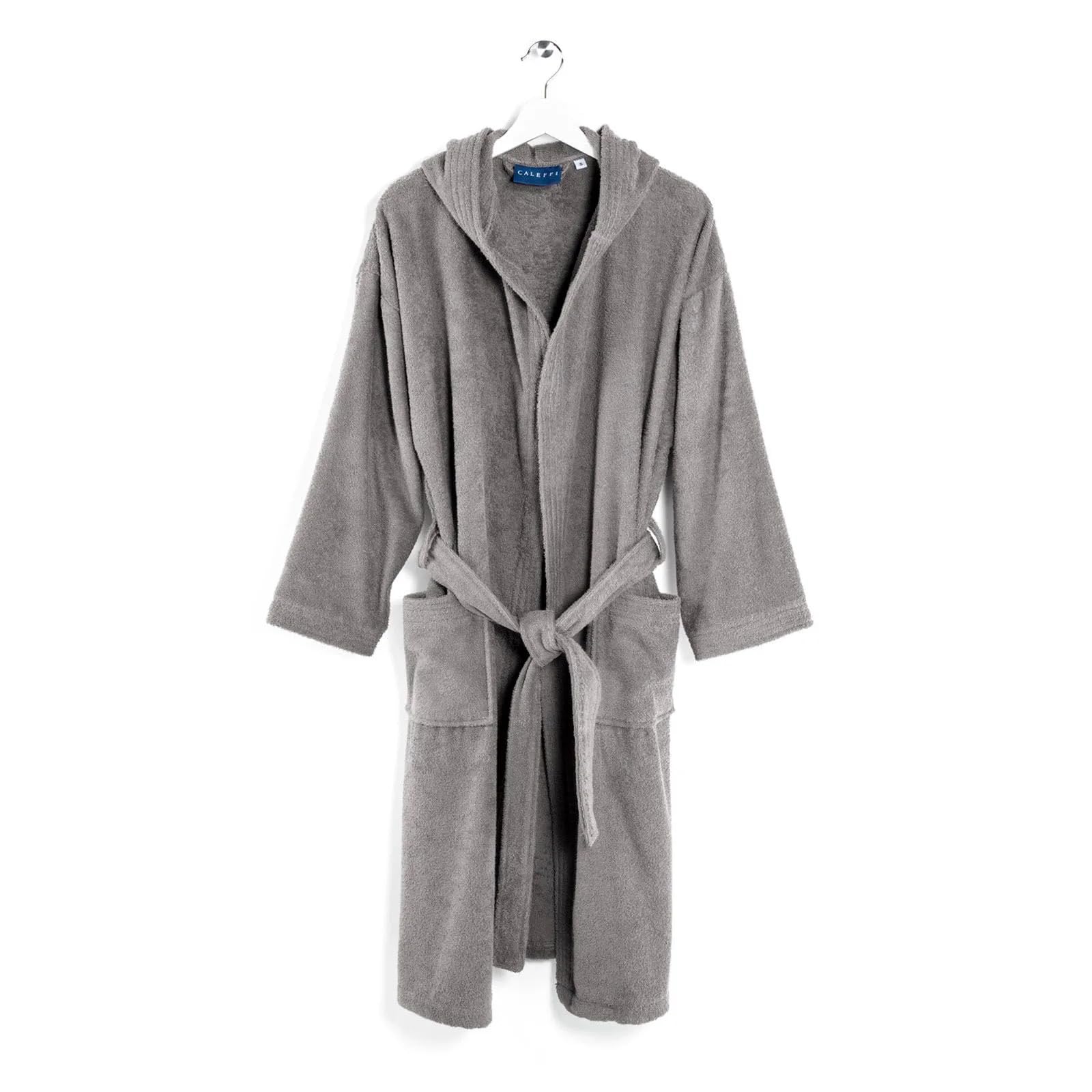 Caleffi Men's Bathrobe in Cotton Terry Towelling with Hood – Soft and Absorbent, Quick-Drying