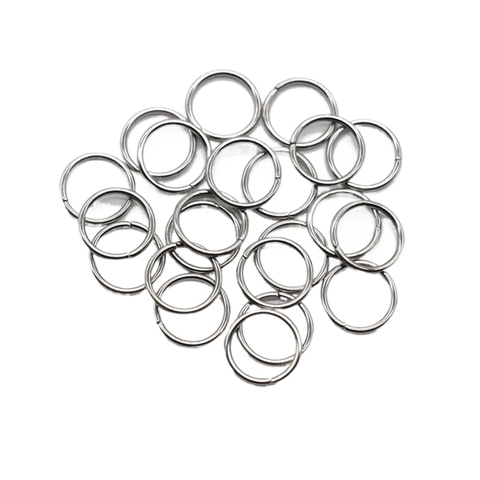 Otwarte pierścienie skokowe ze stali nierdzewnej, 100 szt., 4, 5, 6, 7, 8, 10, 12 mm, łączniki do tworzenia naszyjników, srebrne, 0,7 x 4 mm