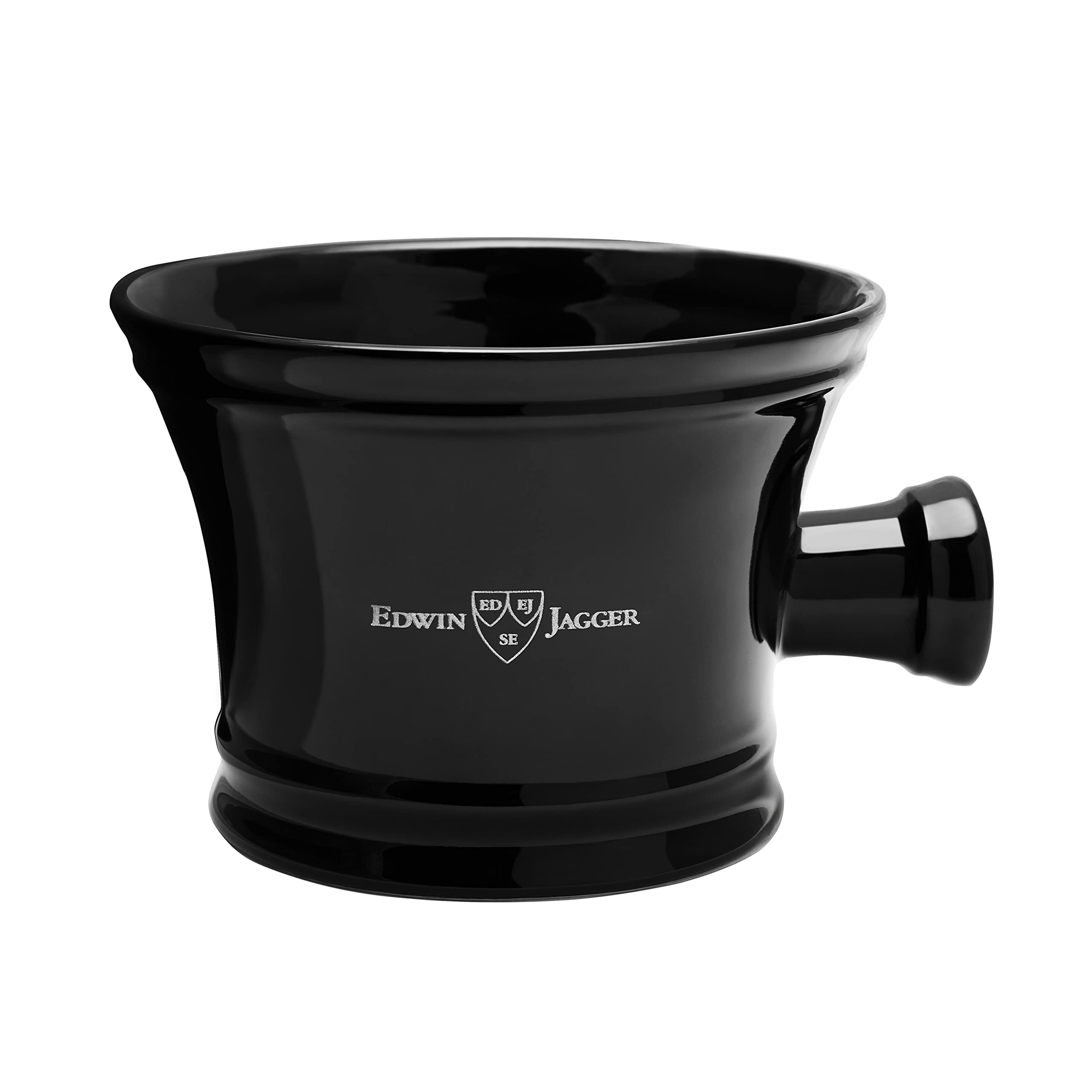 Edwin Jagger Porcelain Black Shaving Bowl with Handle