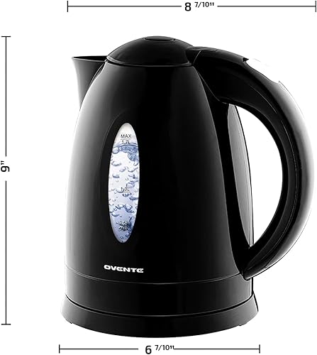 Miniatura 9 de OVENTE KP72B- Hervidor eléctrico de 0.45 g (1.7 litros), calentador de agua inalámbrico de ebullición rápida sin bisfenol A (BPA), apagado