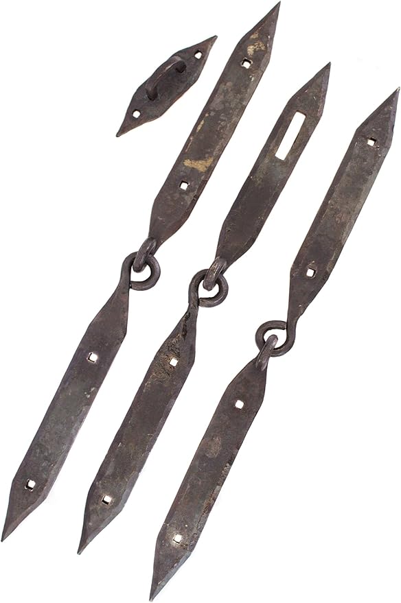 Ulfberth – Geschmiedete Wikinger-Truhenbeschläge Komplettset – Authentisches Mittelalter Zubehör für Reenactment und LARP, Scharniere ca. 38 cm