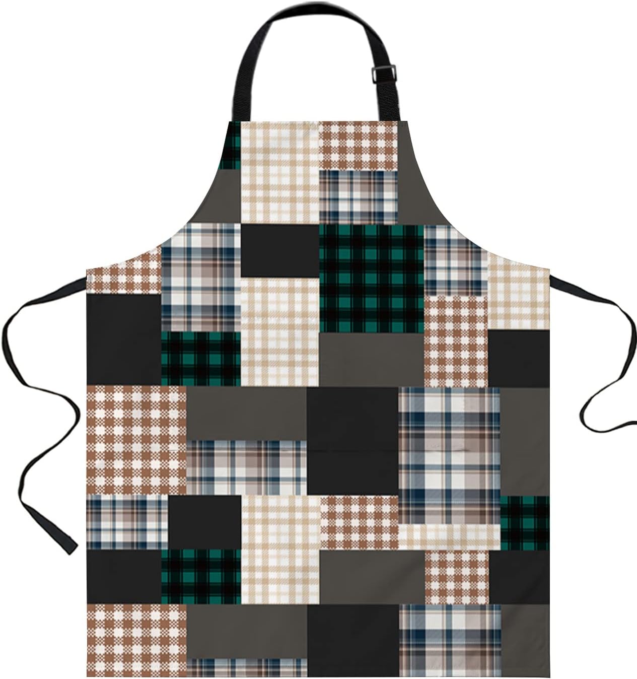 Colorful Buffalo Plaid Aprons for Women Men with 2 Pockets
