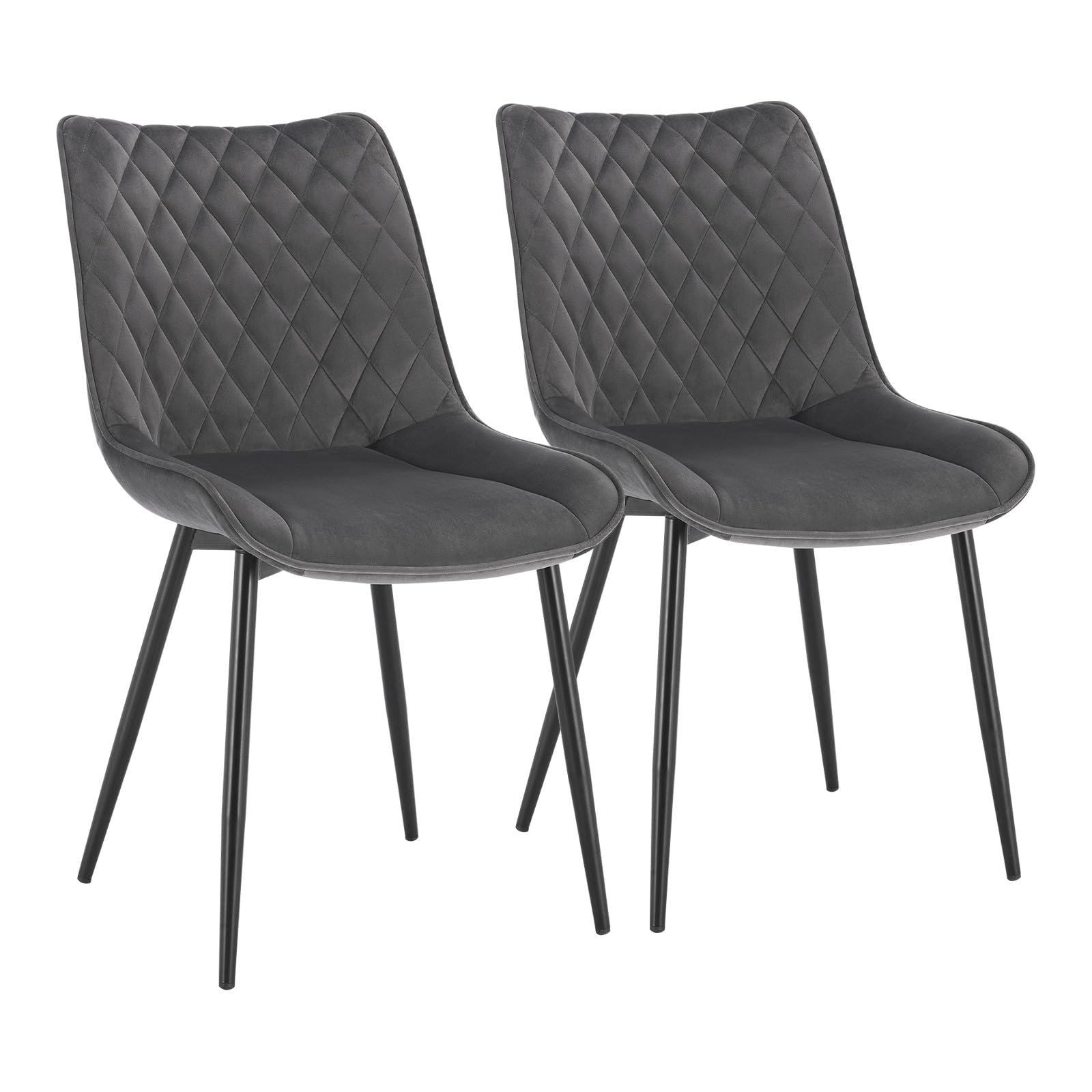 Chaise de salle à manger en velours gris foncé et métal WOLTU haut de gamme