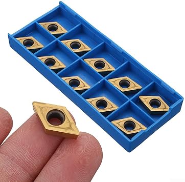 10pcs Carbide Inserts, DCMT32.51 Carbide Inserts CNC Lathe Cutting Tool DCMT11T308 Turning Blades with Storage Box