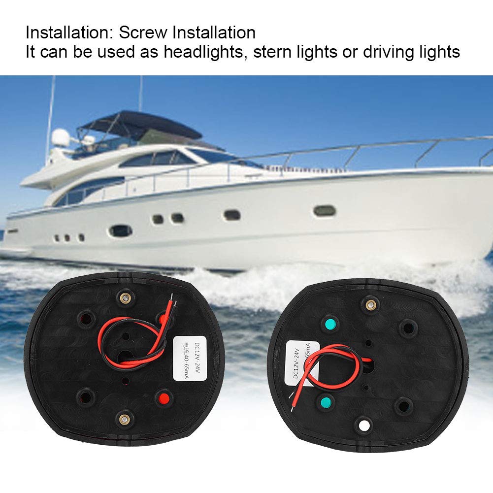 Qiilu luce di navigazione luce di navigazione Coppia di luci di navigazione per barche, luci di segnalazione sferiche LED verde rosso impermeabili Luci di navigazione per barche DC12V-24V 3W(Nero)