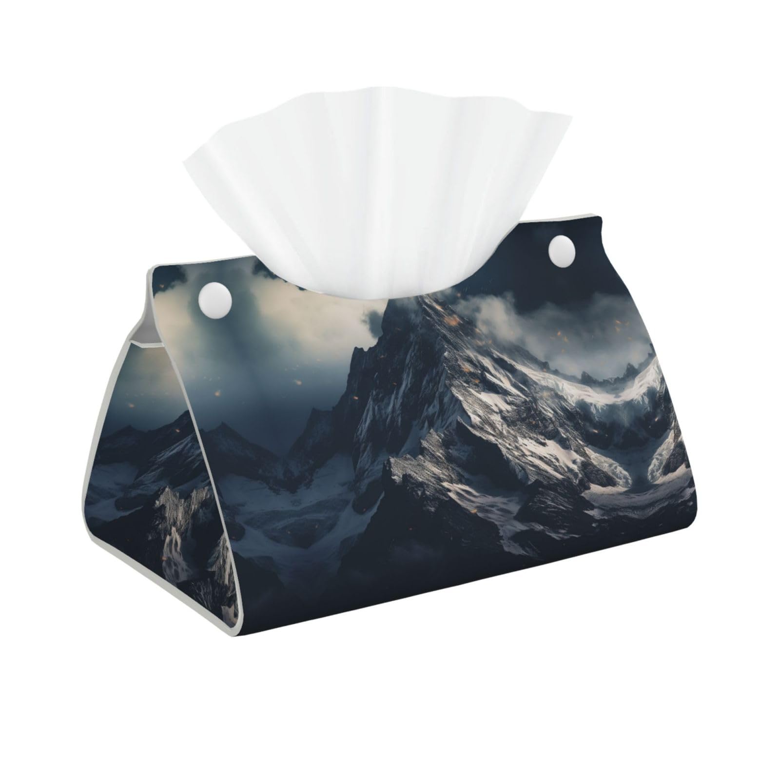 Decorative Tissue Box Cover Snow Mountain Clouds Tissue Box Holder Aesthetic Leather Storage Organizer Box for Bathroom Vanity Tabletop Night Stands Office Funny Home Decorative Tissue Case
