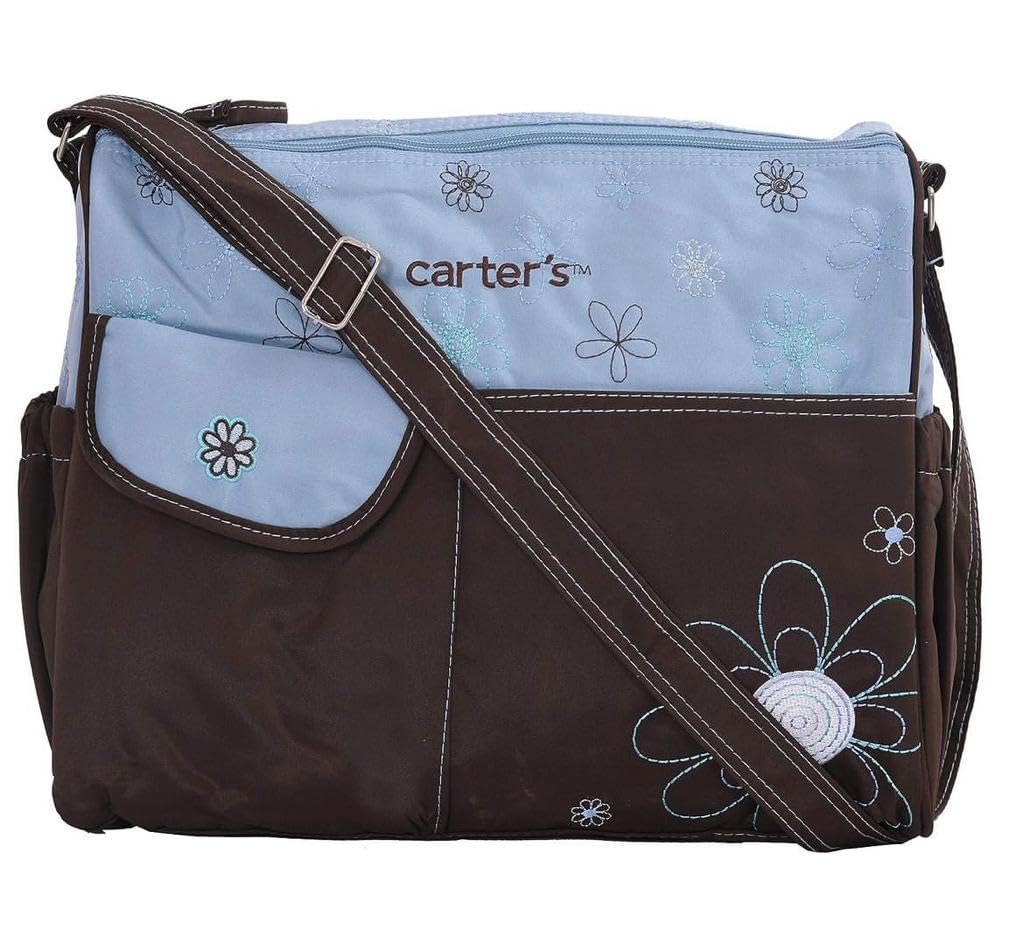 CARTER'S Multifunction Embroidered 8 Pockets Waterproof Diaper Bag with Attached Wet Bag