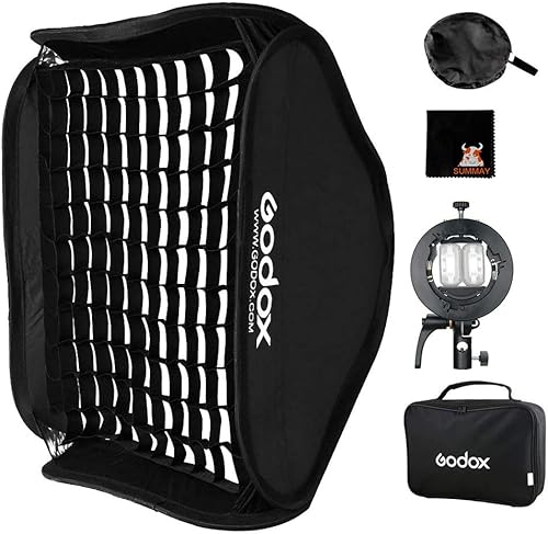 Miniatura 7 de GODOX 31.5x31.5 in 32x32in Kit de caja de luz flash plegable con rejilla S2 soporte Bowens Mount Holder para flash de cámara Speedlight Studio