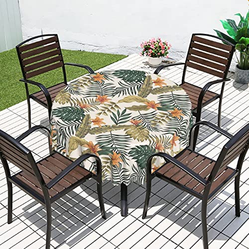 Bnnbesnao Hawaiian Colors Theme Round Table Clothes,70 Inch,Waterproof Fabric,Durable Reusable Table Clothes,Wipeable Spill Proof For Kitchen Dining Holiday Family Outdoor,Eggshell And Multicolor #TOP5