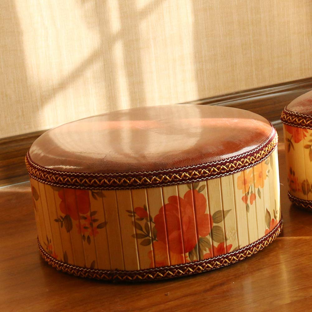 Pouf repose-pieds en bambou et cuir PU 30x12cm Pouffefe