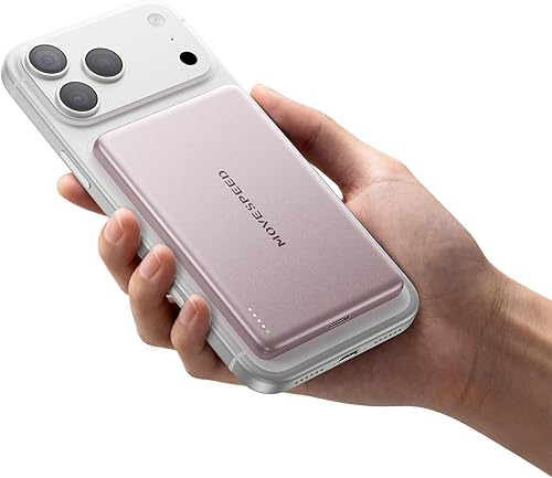 Vista 12 de MOVE SPEED 0.5'' 10,000mAh Banco Magnético de Energía, Cargador Portátil MagSafe de Diseño de Aleación, Paquete de Batería Magsafe de Carga Rápida