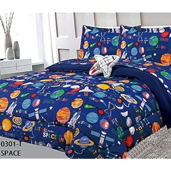 Blue Twin Mi Zone Kids MZK10-036 Mizone Kids Space Cadet 3 Piece Comforter Set