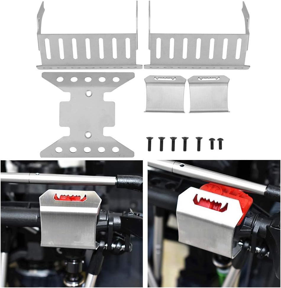 VBESTLIFE 5pcs / Set Plates Bottom Chassis Armor, Stainless Steel Axle Plates Bottom Chassis Armor for SCX10 III AXI03007 RC Crawler