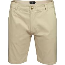 Xact Men's Chino Shorts Stretch Cotton Smart Tailored Regular Fit Zip Fly Flat Front Summer Golf Work Casual UK