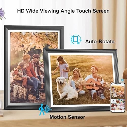 Digital Picture Frame 15 Inch - Fullja Large Wifi Smart Photo Frame With Hd Wide Angle, Remote Control, 32Gb Memory, Wall Mountable, Easy To Share Photos Or Videos Via App/Email, Gift For Family #TOP5