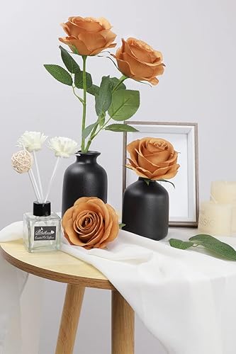 Miniatura 5 de 12 rosas artificiales de terracota, rosas falsas con tallos largos, flores de seda para ramos de boda, centros de mesa, decoración de fiesta,