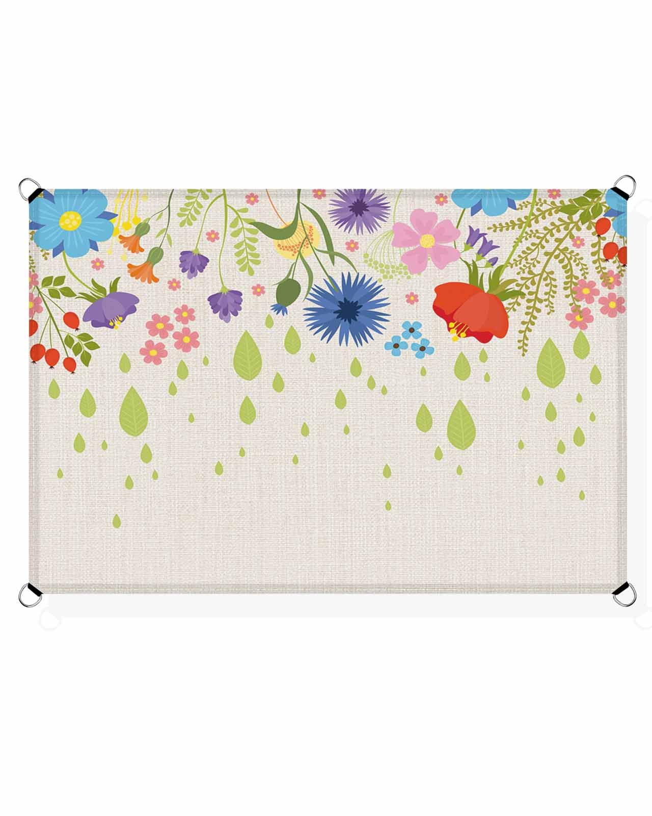 Boanket Sun Shade Sail 14' x 18', Spring Floral Large Heavy Duty Outdoor Shades Sun Screen, Colorful Flowers Botanical Summer Rustic Shade Cloth for Patio Deck Terrace Garden Lawns Beach Backyard