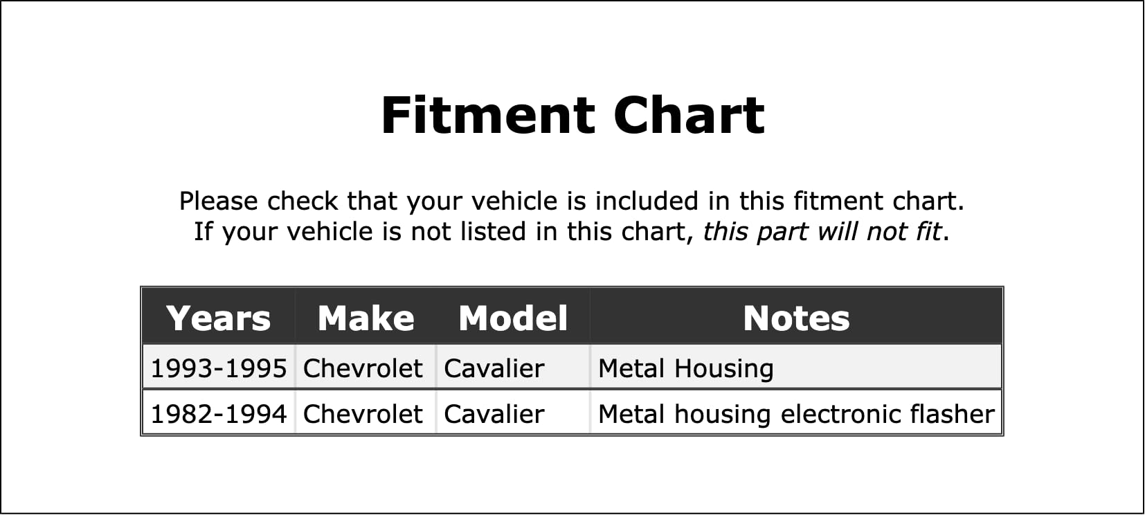 PartCatalog Turn Signal Flasher Compatible With Chevrolet Cavalier 1995 1994 1993 1992 1991 1990 1989 1988 1987 1986 1985 1984 1983 1982 P-2135493